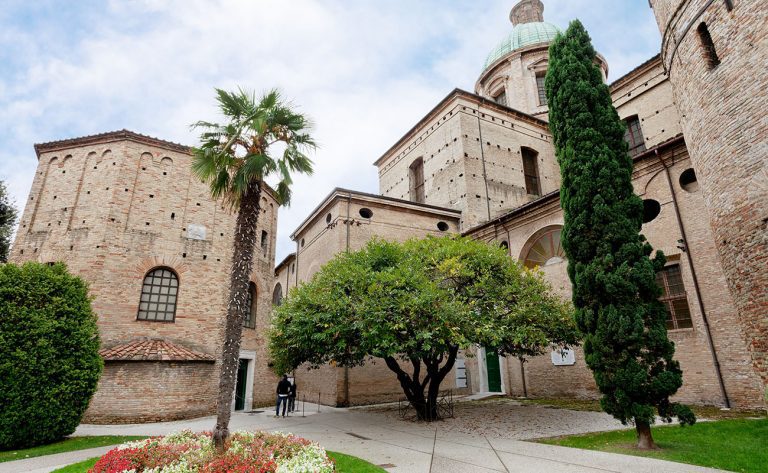 view of archiepiscopal museum and Baptistery of Neon in Ravenna, Italy