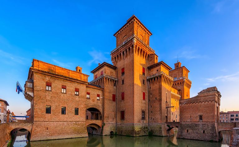 Castle Estense (Castello Estense) in Ferrara, Emilia-Romagna, Italy. Ferrara is capital of the Province of Ferrara
