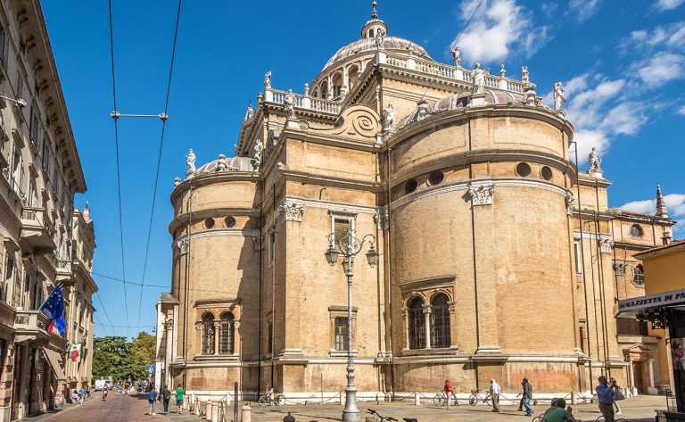 PARMA,ITALY - SEPTEMBER 25,2018 - Basilica of Santa Maria della Steccata in the streets of Parma. Parma is a city in the northern Italian region of Emilia-Romagna.