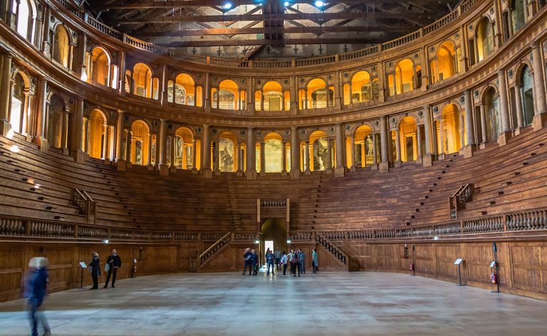 Parma,Emilia Romagna,Italy-14 April 2018: Visitors on  the Farnese Theatre in Della Pilotta palace