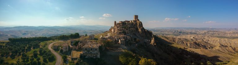 The abandoned village of Craco, Basilicata region, Italy. Aerial view