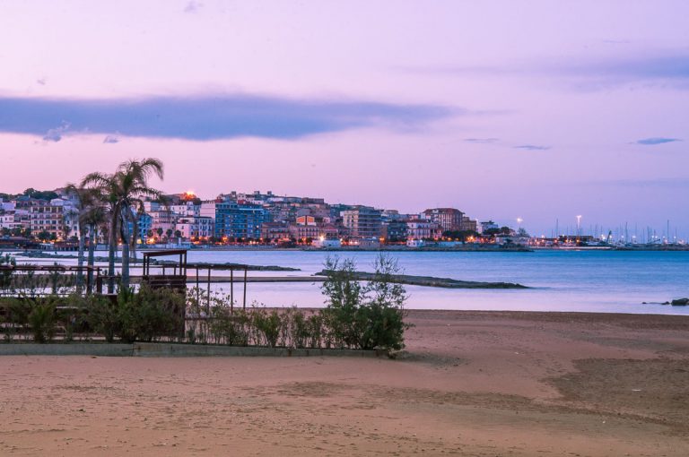 The city of Crotone in South Italy, at sunset