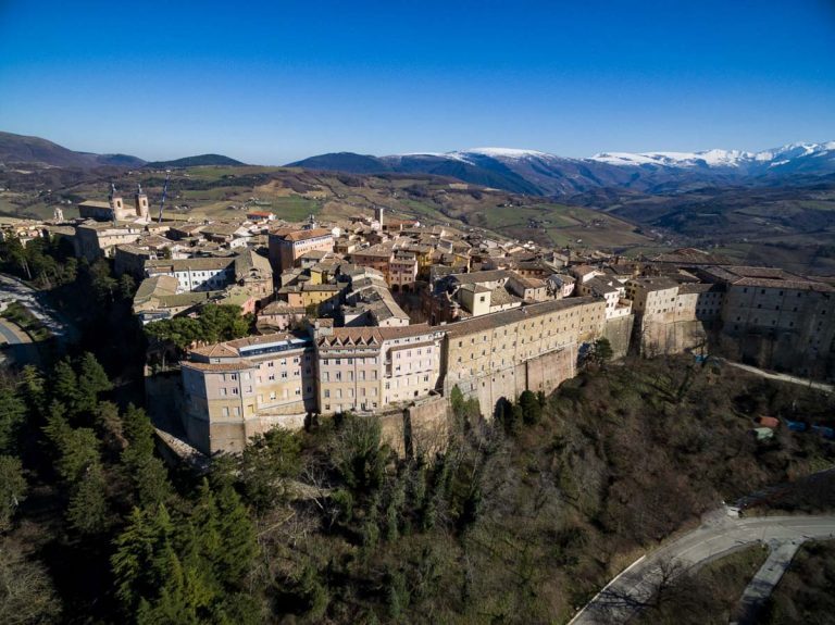 Camerino Le Marche Italy - University city devastated by the Norcia and Visso earthquakes in the Apennine mountains - Drone Aerial Photography