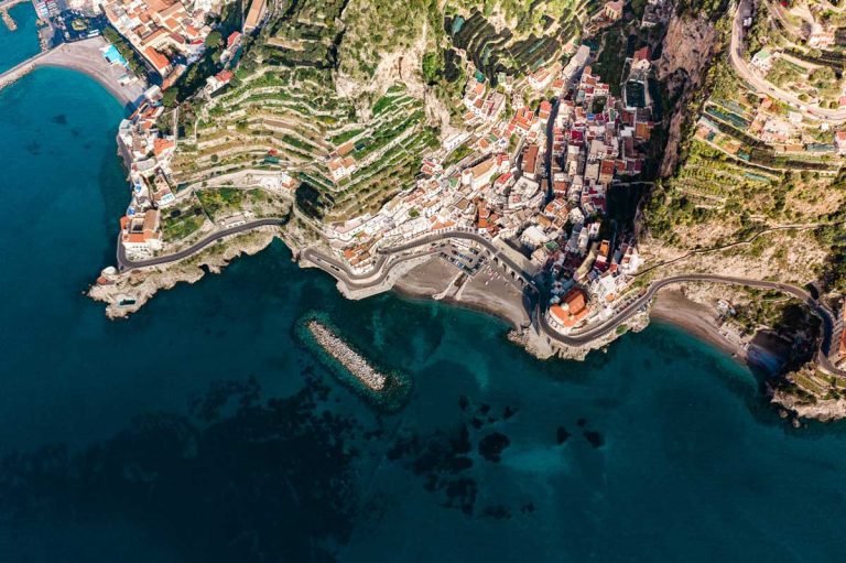 Atrani Aerial Drone View Amalfi Coast Coastline Landscape