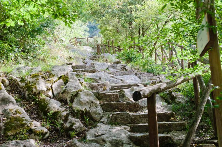 The path of the Gole del Calore In the heart of the Cilento National Park in Southern Italy