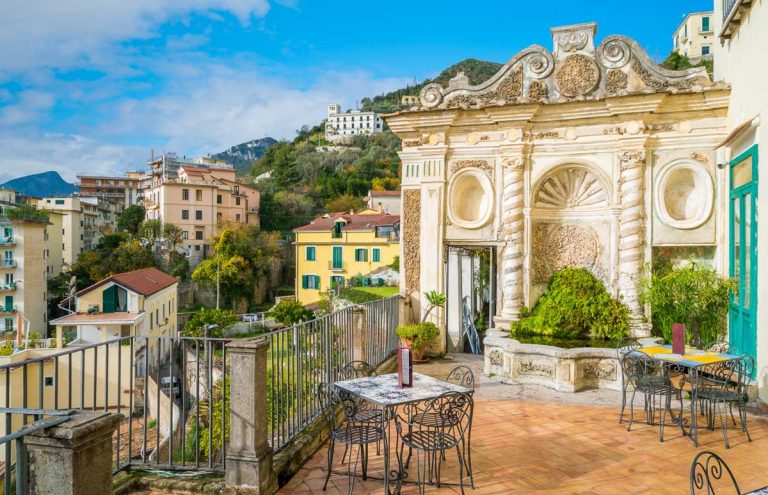 Panoramic view from the Minerva's Garden in Salerno, Campania, Italy.