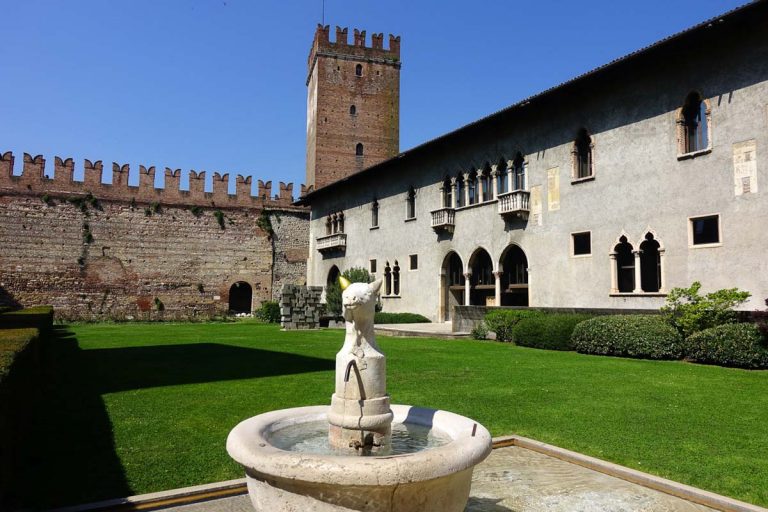 Photo of iconic Castle Castelvecchio next to river Adige in the heart of Verona, Veneto, Italy