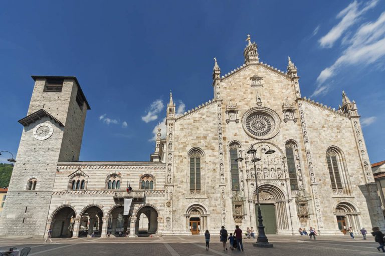 facade of Cathedral in Como city, Lombardy, Italy