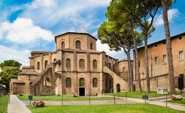 famous Basilica di San Vitale, one of the most important examples of early Christian Byzantine art in western Europe, in Ravenna, region of Emilia-Romagna, Italy