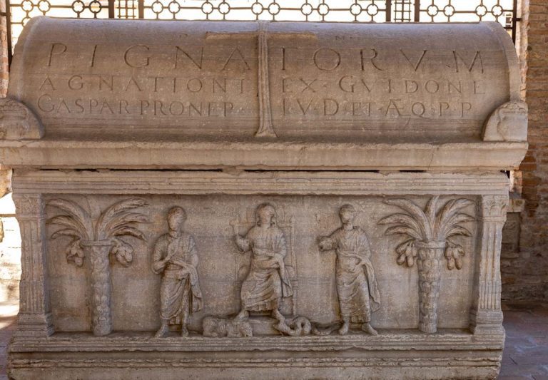 Ravenna, Italy - Sept 11, 2019: The monumental tomb of the most famous italian poet Dante Alighieri in Ravenna, Emilia Romagna, Italy.
