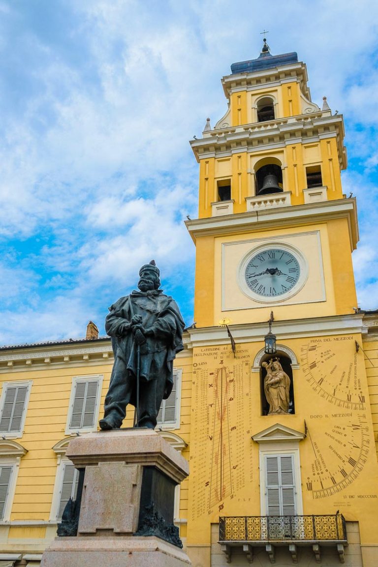 Parma, Italy - July, 15, 2019: Statue of Giuseppe Garibaldi in Parma, Italy