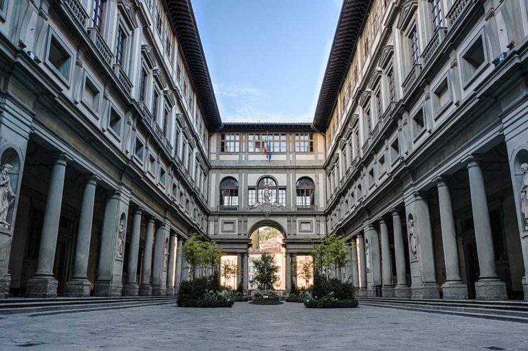 Florence, Italy - April 29, 2016: Uffizi gallery in Florence, Italy. It is one of the oldest and most famous art museums of Europe.