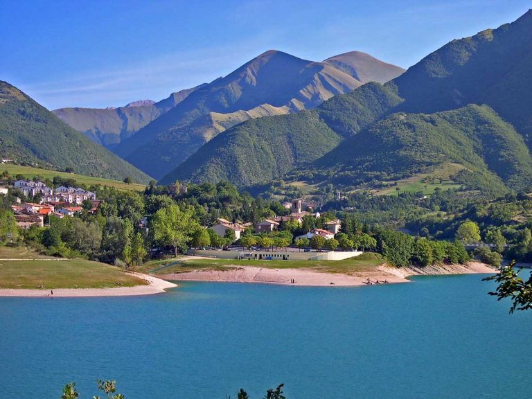Italy, Marche, Fiastra artificial lake.
