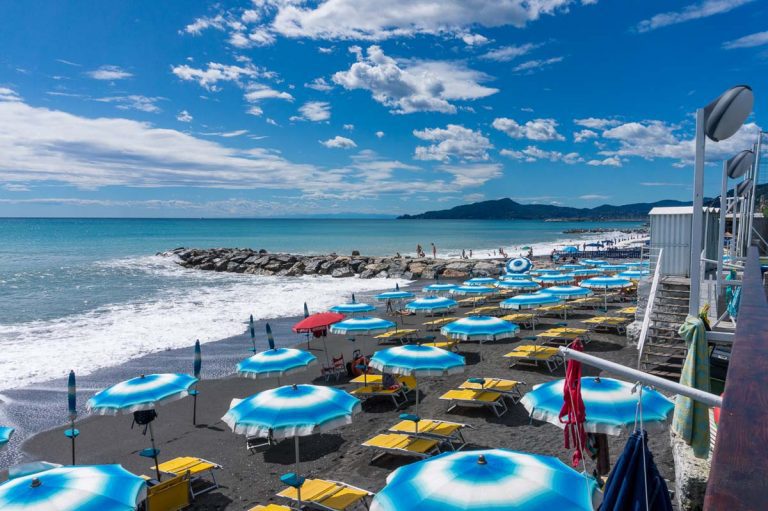 Lavagna, Genoa, Italy -  August, 28 2020 : views of the Tiffany Baths in Lavagna