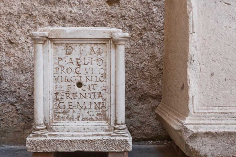 Tarquinia, Italy - November 2, 2017: The Museo Archeologico Nazionale Tarquiniense (Tarquinia National Museum) is a popular tourist attraction in Tarquinia, Italy.