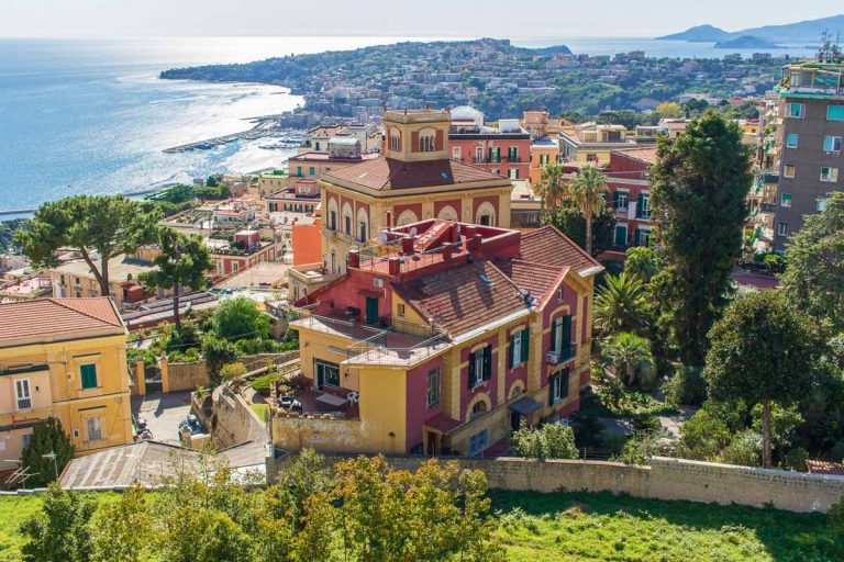 Naples, Italy - one of the historical districts in Naples, Chiaia displays a wonderful architecture and luxury residences. Here the district seen from the Certosa fortress