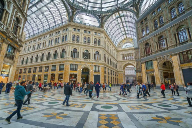 NAPLES, ITALY - 05 NOVEMBER, 2018 - Galleria Umberto I, a public shopping gallery in Napoli and its interiors