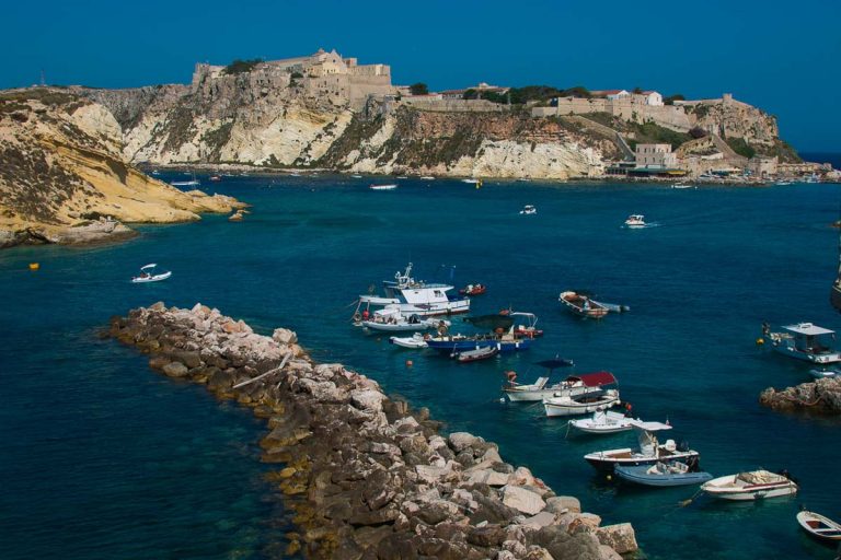 ISOLE TREMITI, ITALY - JUNE 25, 2017: Harbor of San Domino island with boats