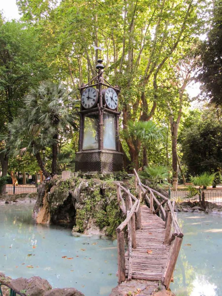Water clock at Pincian Hill in Rome, Italy