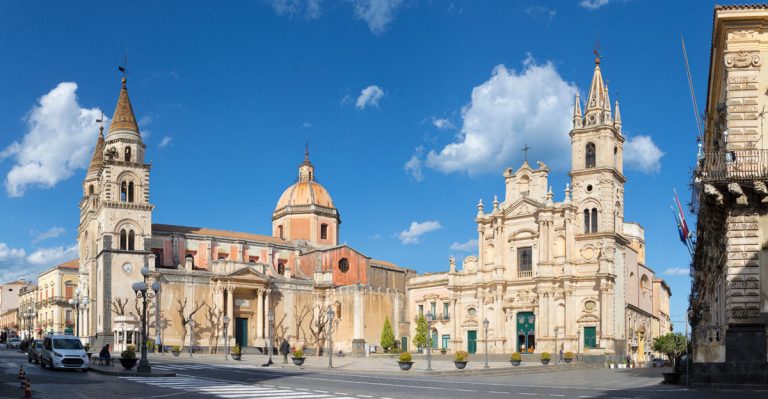 Acireale - The Duomo (Maria Santissima Annunziata) and the church Basilica dei Santi Pietro e Paolo.