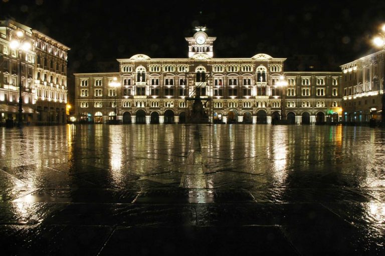 Italy, Trieste, piazza UnitaÂ  d'Italia by night