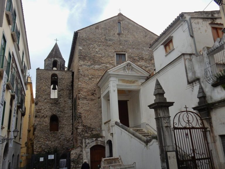 Salerno, Campania, Italy - December 6, 2018: View of the Church of San Pietro a Corte from the alleys of the historic center