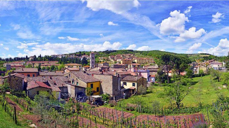 Tuscany, Italy - A view of the village of Gaiole in Chianti, in the world famous Chianti Classico wine making region.