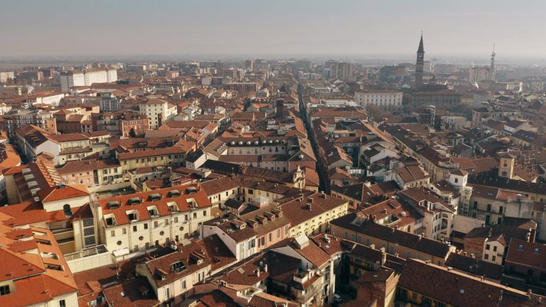 Aerial view of central part of Alessandria. Piedmont, Italy