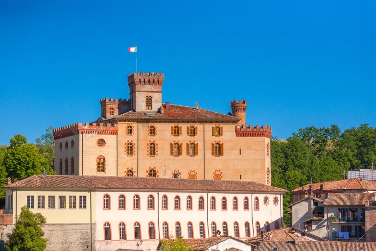 The Barolo Castle or Falletti Castle in Barolo village,  Piedmont region, north Italy