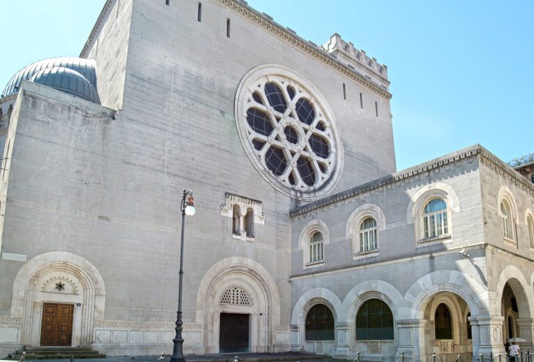 Trieste, Italy. Exterior View of Synagogue, a Jewish House of Worship.