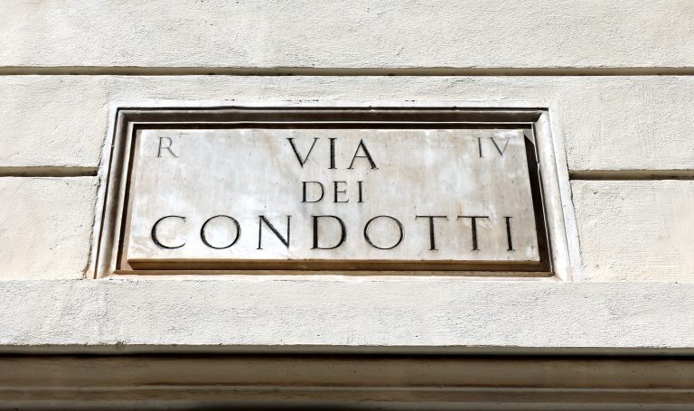 Road,Sign,In,Rome,Italy,Via,Condotti,Is,The,Street